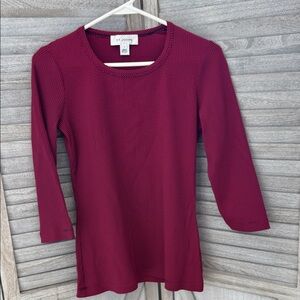 51. St. John Women's Burgundy Long Sleeve Top size Petite pre owned